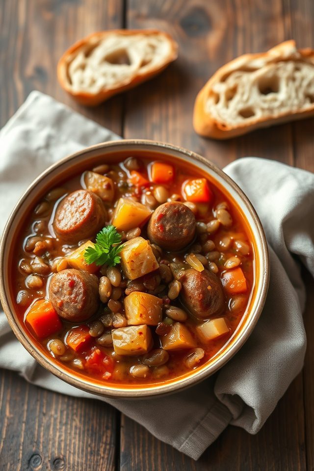 lentils cooked with sausage