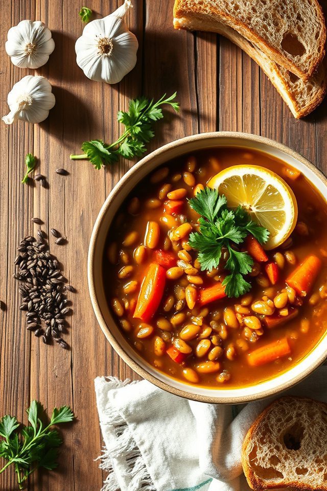 lentils herbs vegetables broth