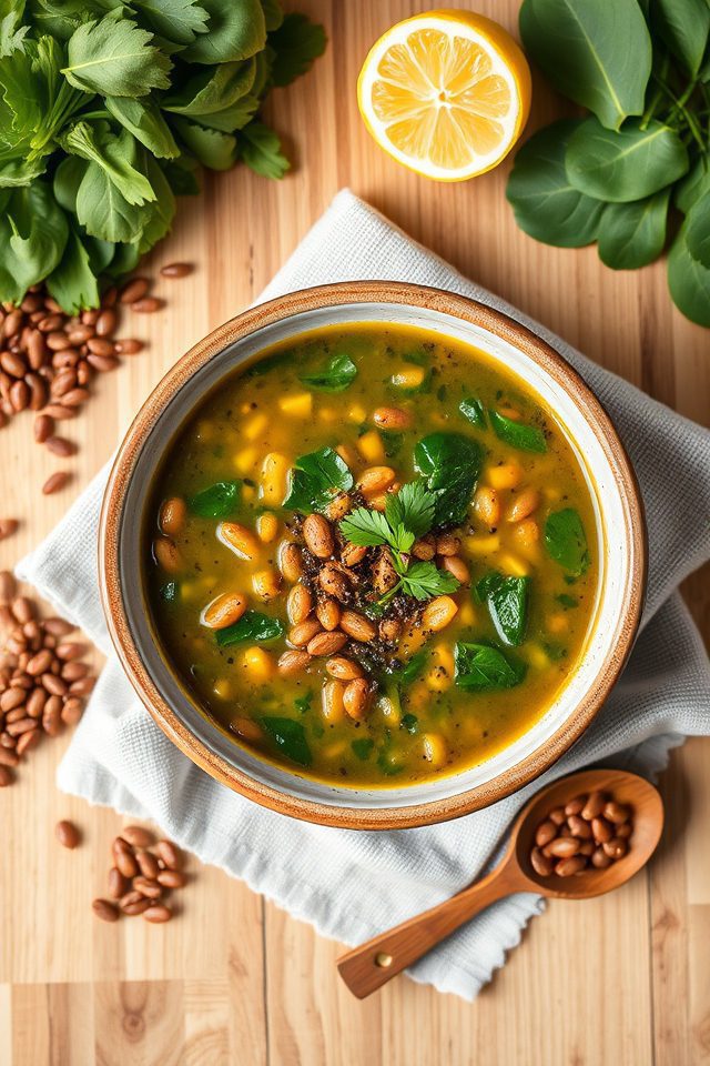 lentils spinach healthy soup