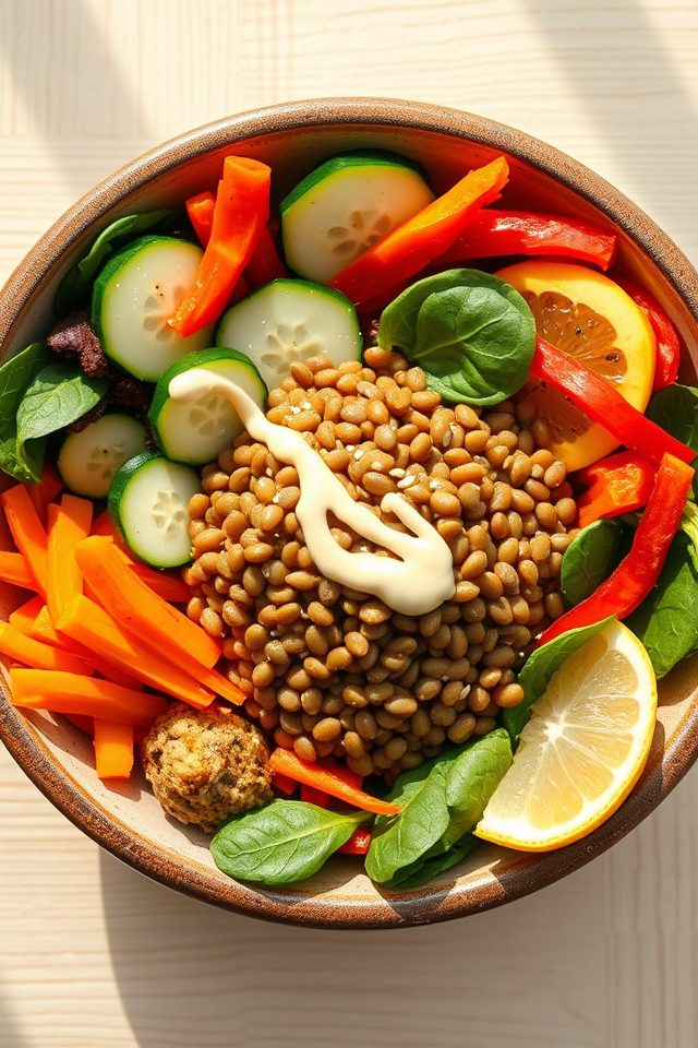 lentils vegetables nourishing bowl