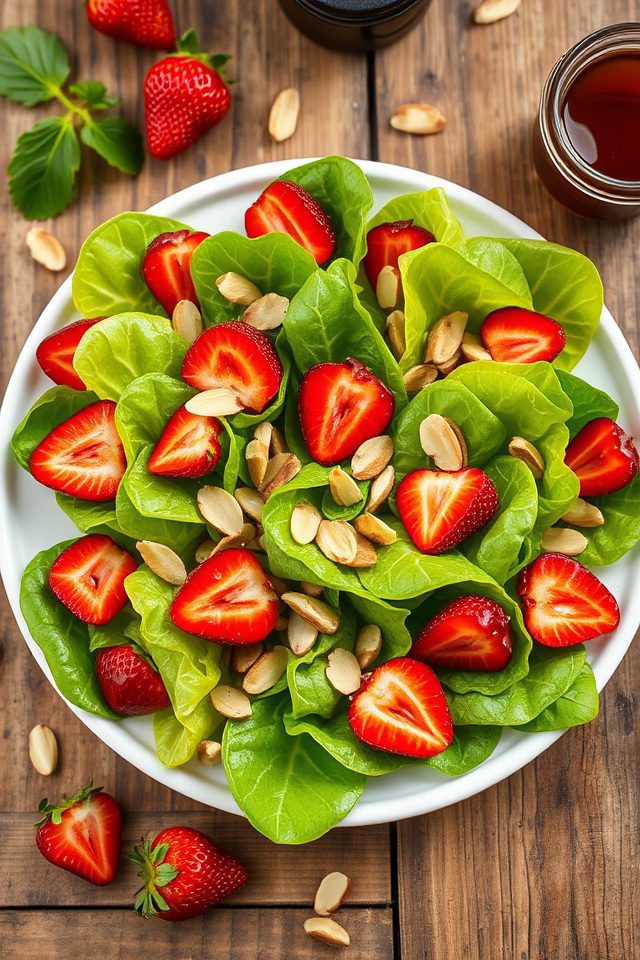 lettuce strawberries almonds salad