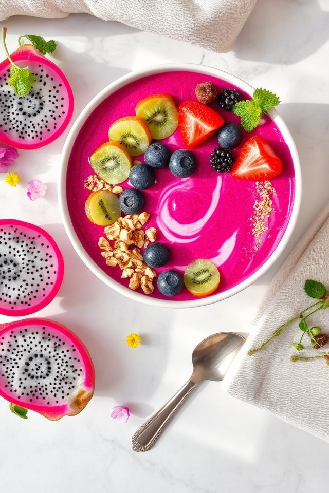 magenta dragon fruit bowl