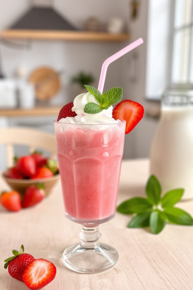 make pink strawberry drink