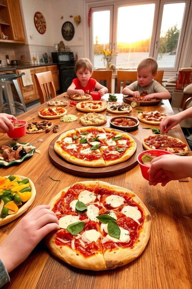 making own pizzas together