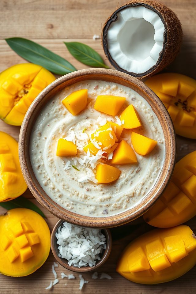 mango coconut oatmeal breakfast