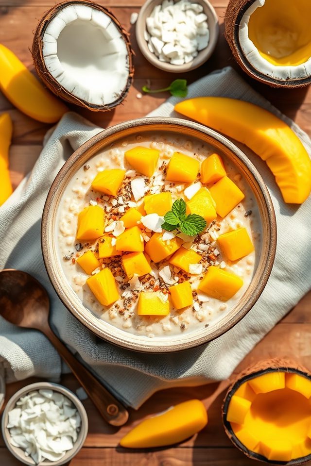 mango coconut oatmeal breakfast