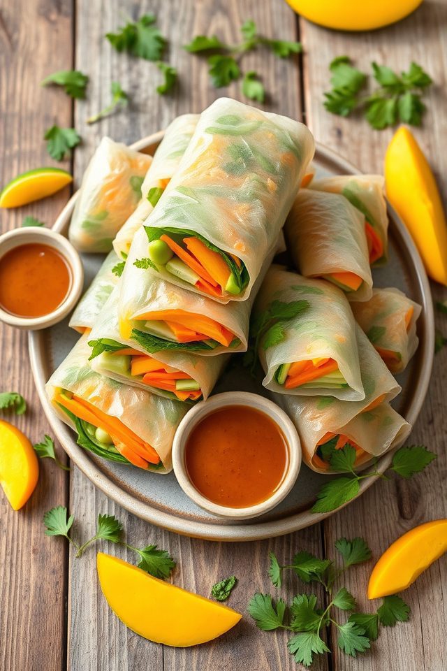 mango edamame spring rolls