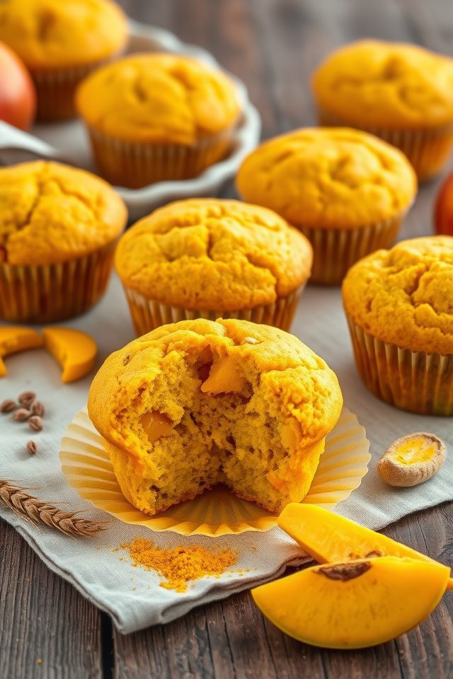 mango flavored turmeric muffins
