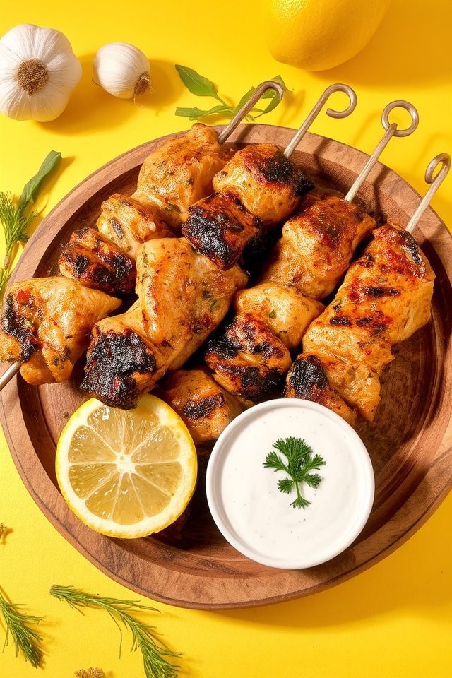 marinated greek chicken skewers