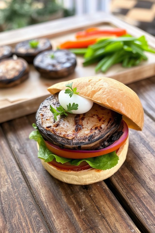marinated grilled mushroom burgers