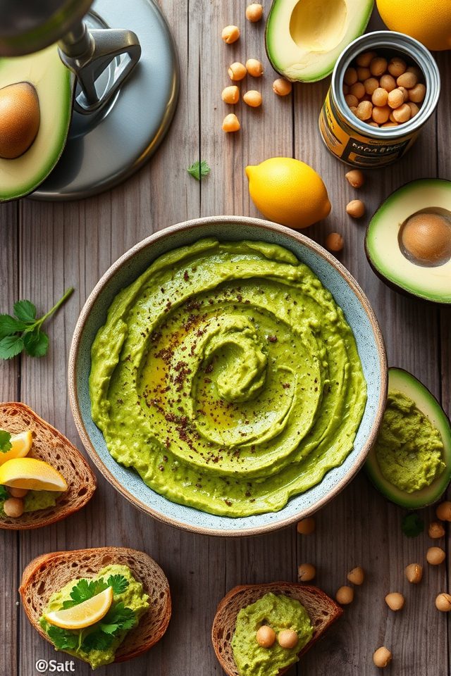 mashed avocado chickpea spread