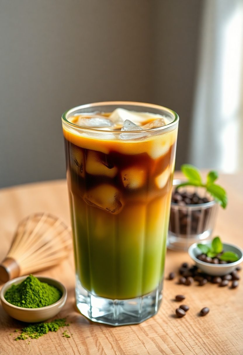 matcha espresso iced drink