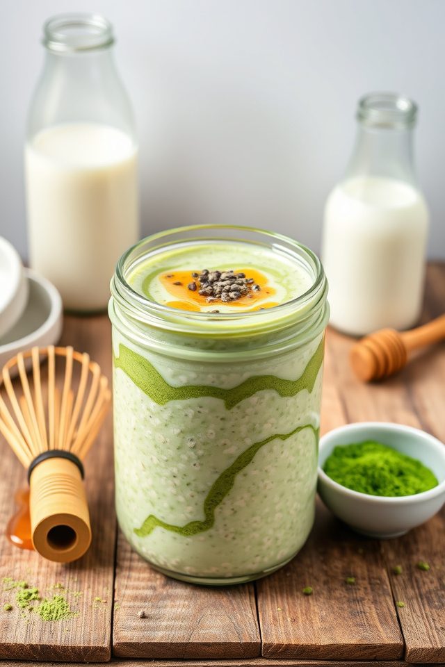 matcha infused breakfast oats