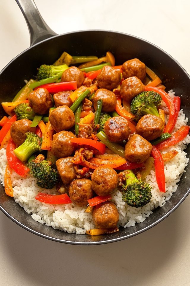 meatball vegetable rice dish
