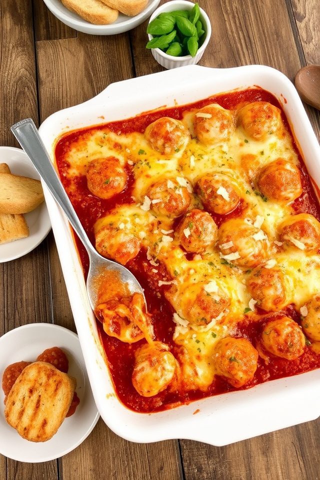 meatballs marinara mozzarella bake