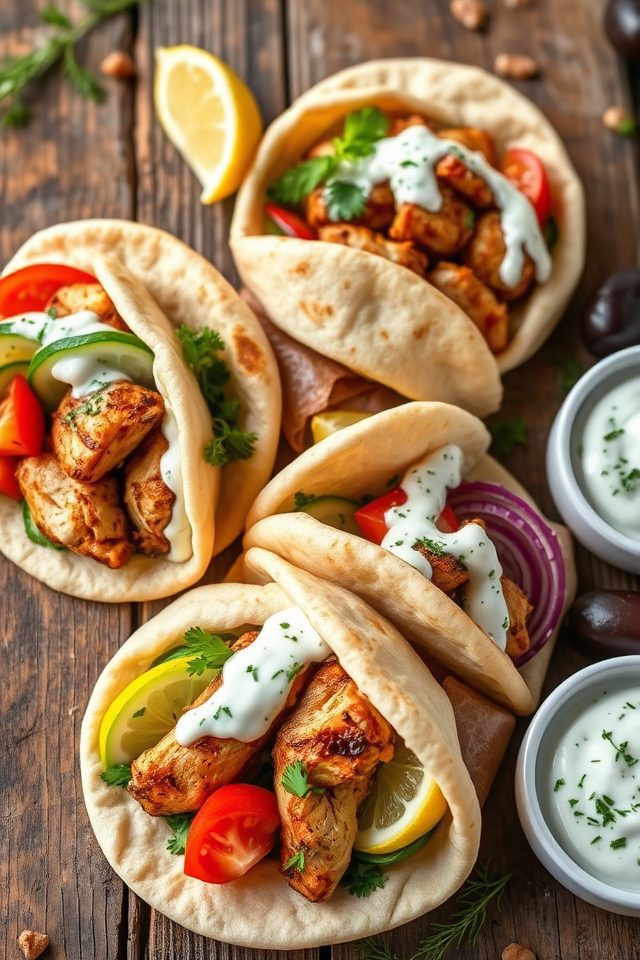 mediterranean flavored chicken wraps