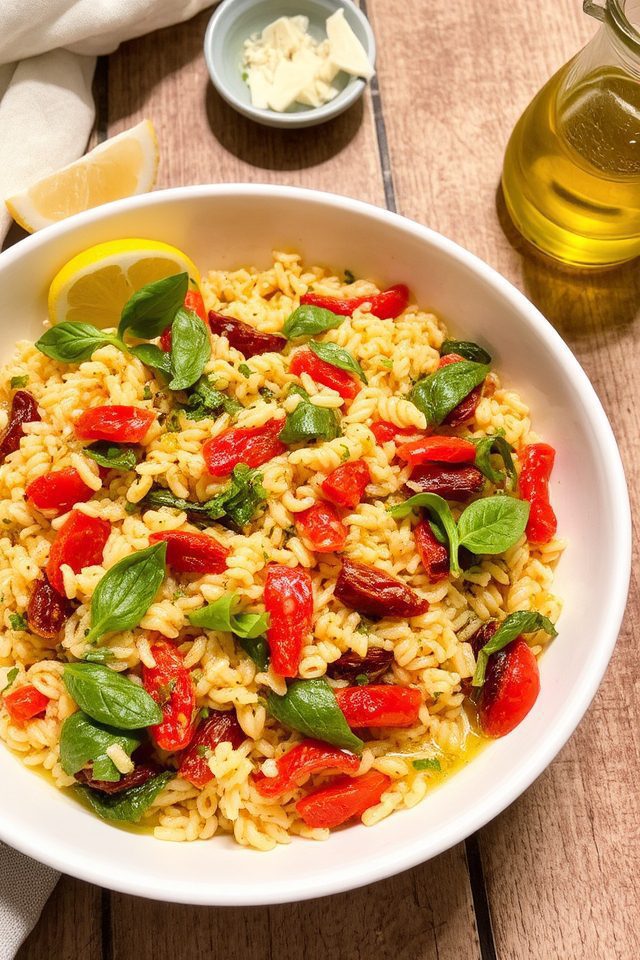 mediterranean orzo spinach tomatoes
