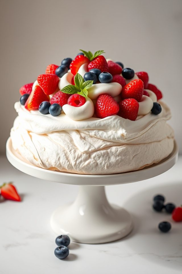 meringue dessert with berries