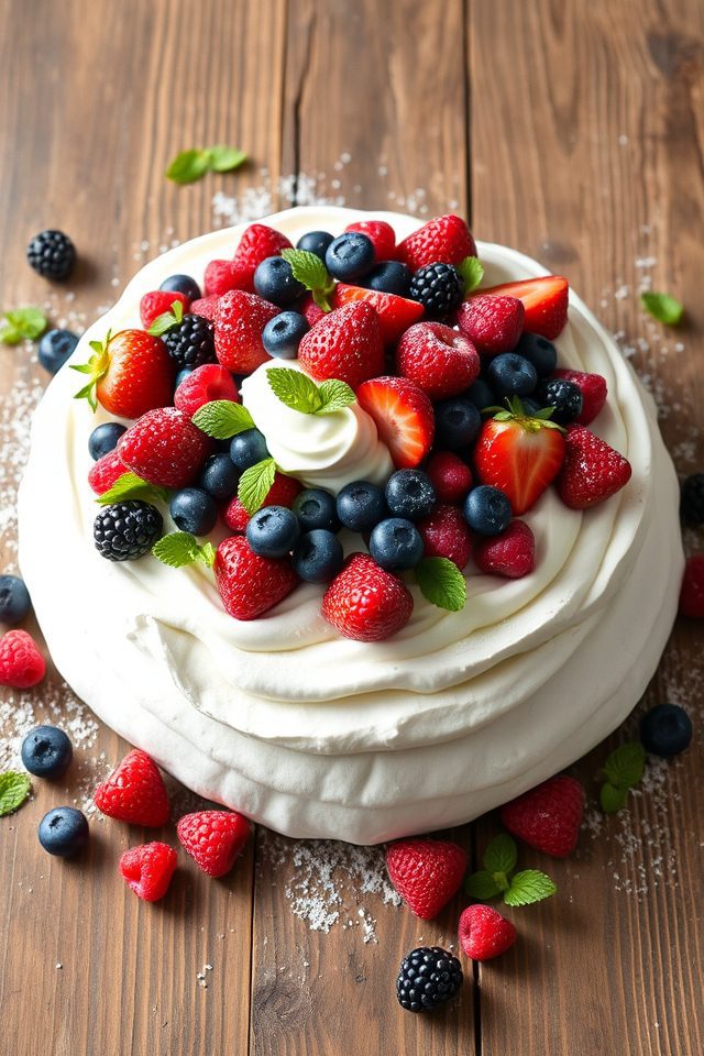 meringue with mixed berries