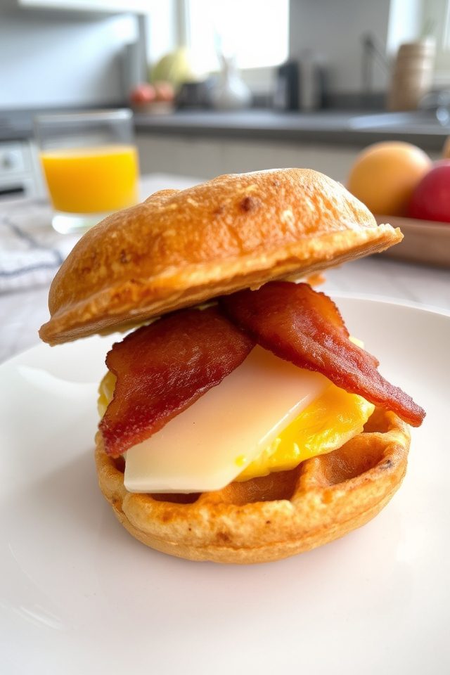 mini breakfast waffle sliders
