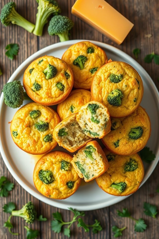 mini broccoli cheddar quiches