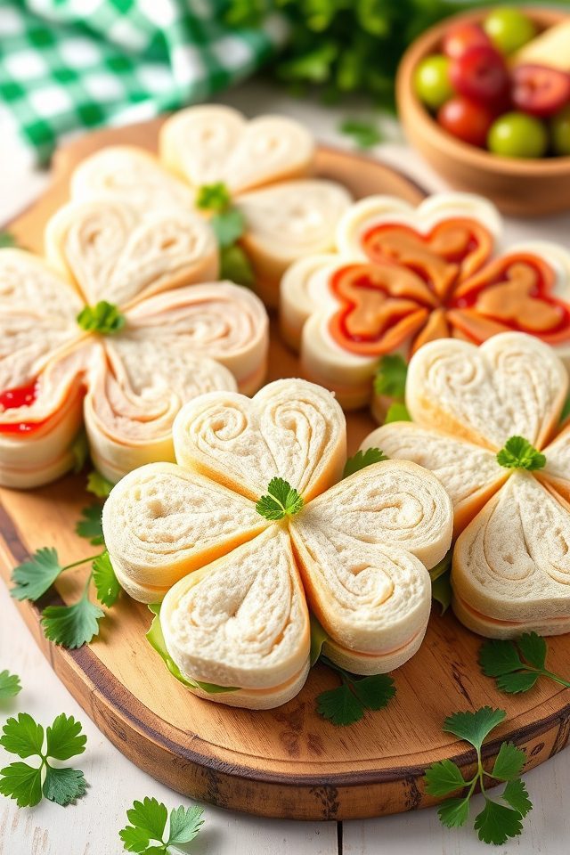 mini clover themed sandwiches
