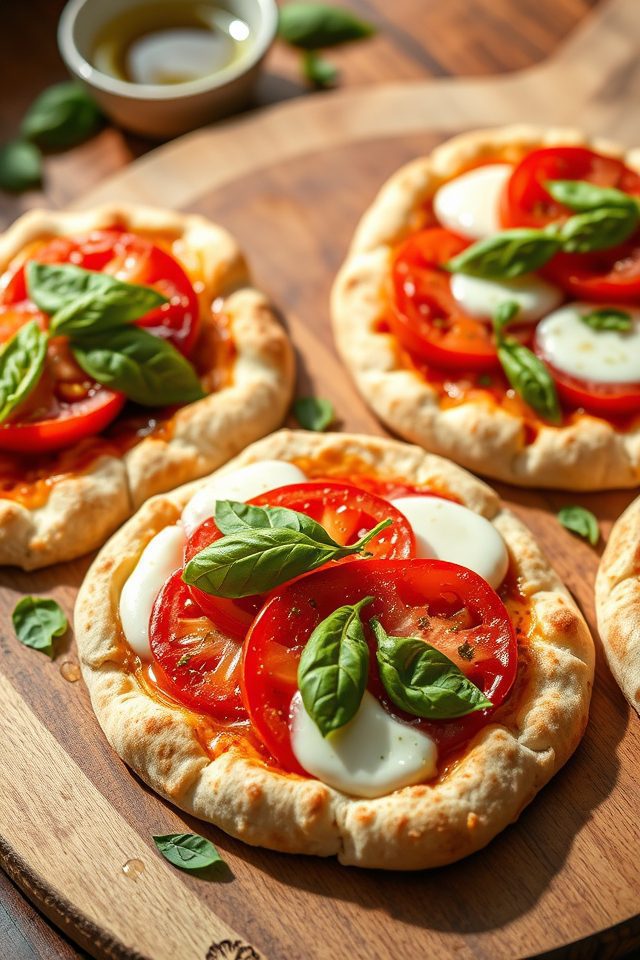mini margherita pita pizzas