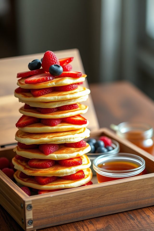 mini pancakes fresh berries