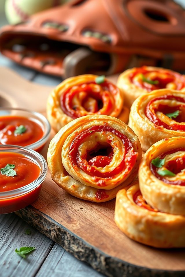 mini rolled pepperoni pizzas