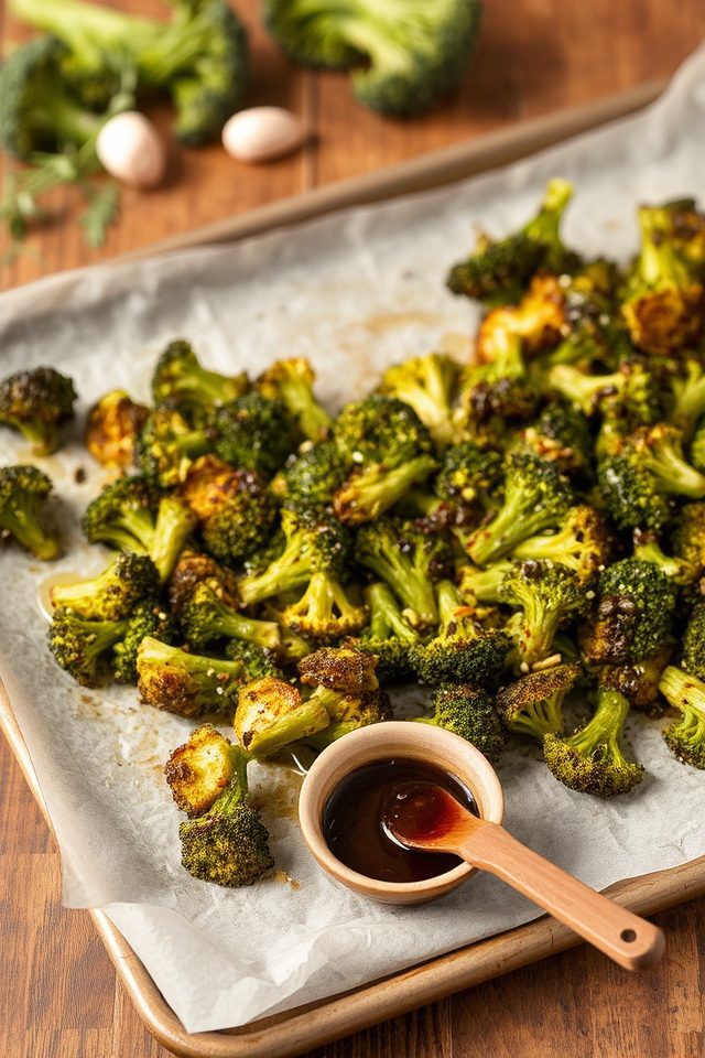 miso roasted broccoli dish