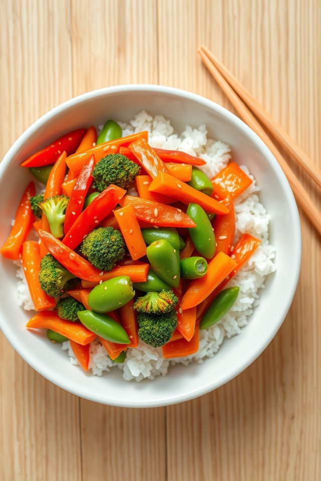 mixed colorful vegetable stir fry