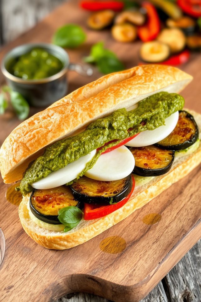 mozzarella pesto roasted vegetables