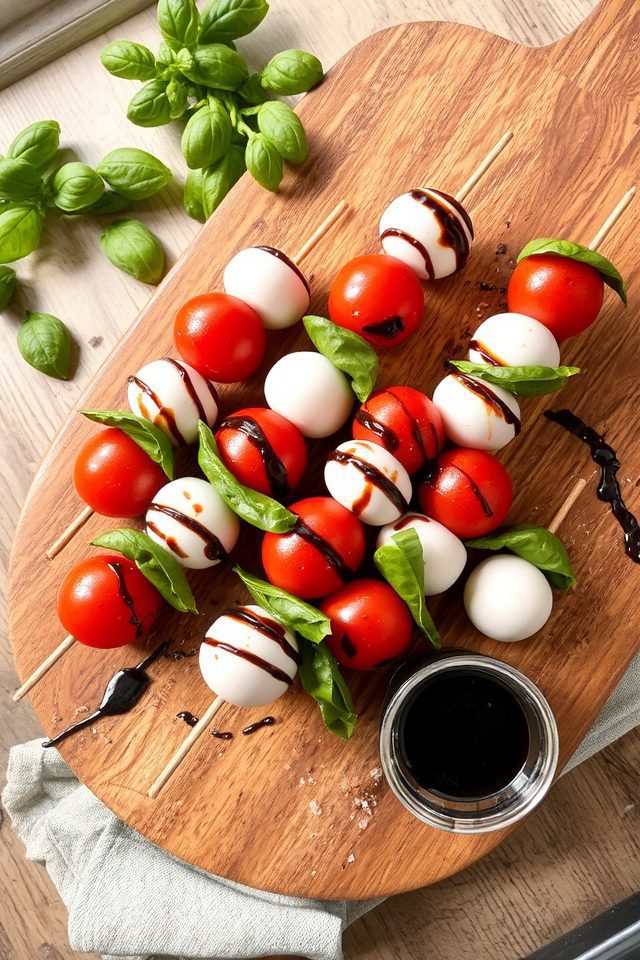 mozzarella tomato basil skewers