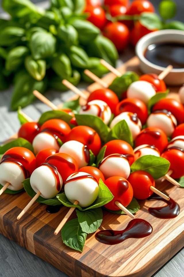 mozzarella tomato basil skewers