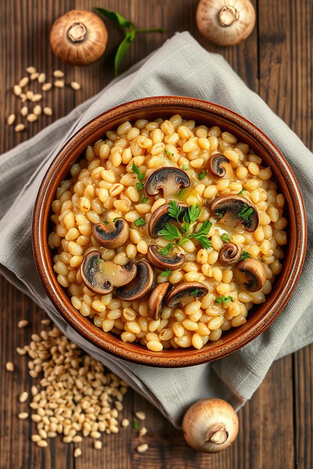 mushroom barley creamy risotto