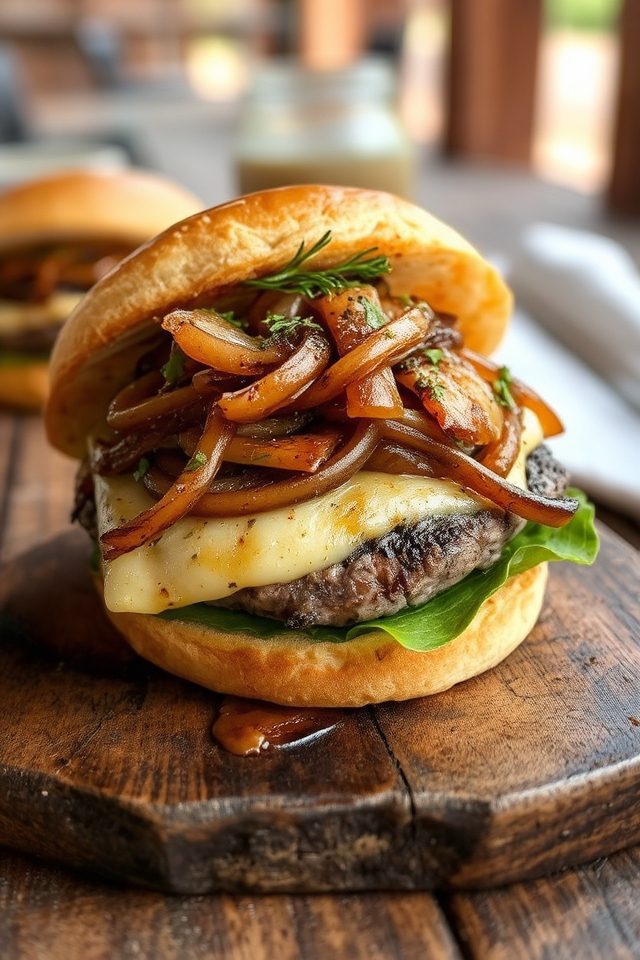 mushroom burgers with onions