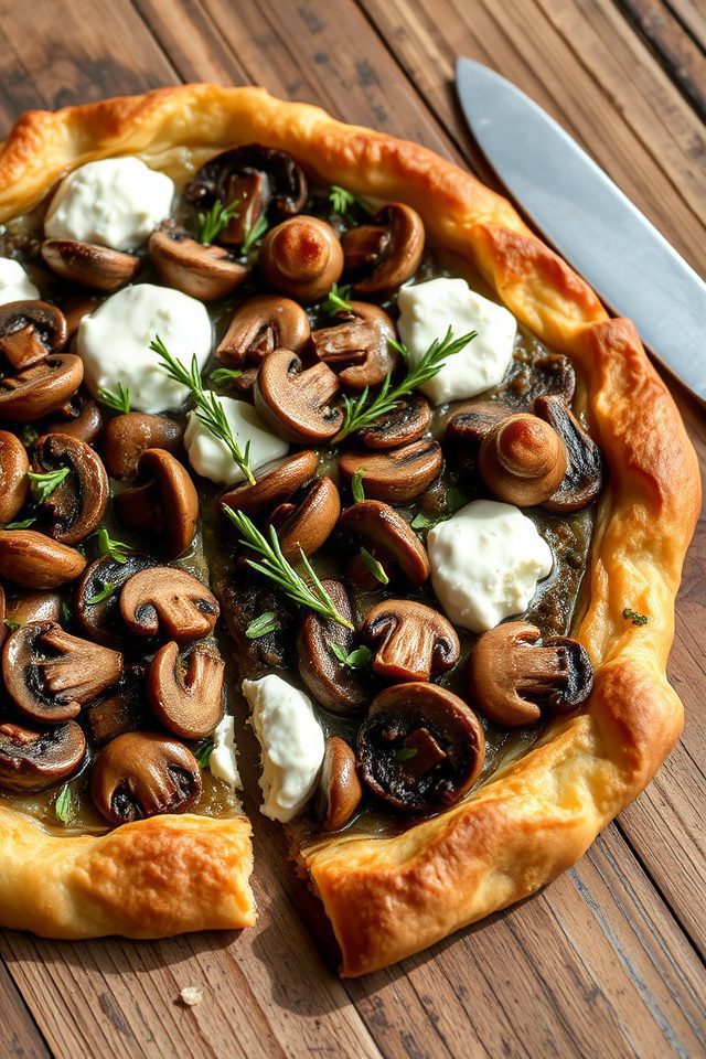 mushroom goat cheese tart