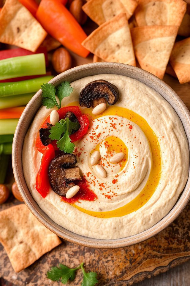 mushroom red pepper hummus