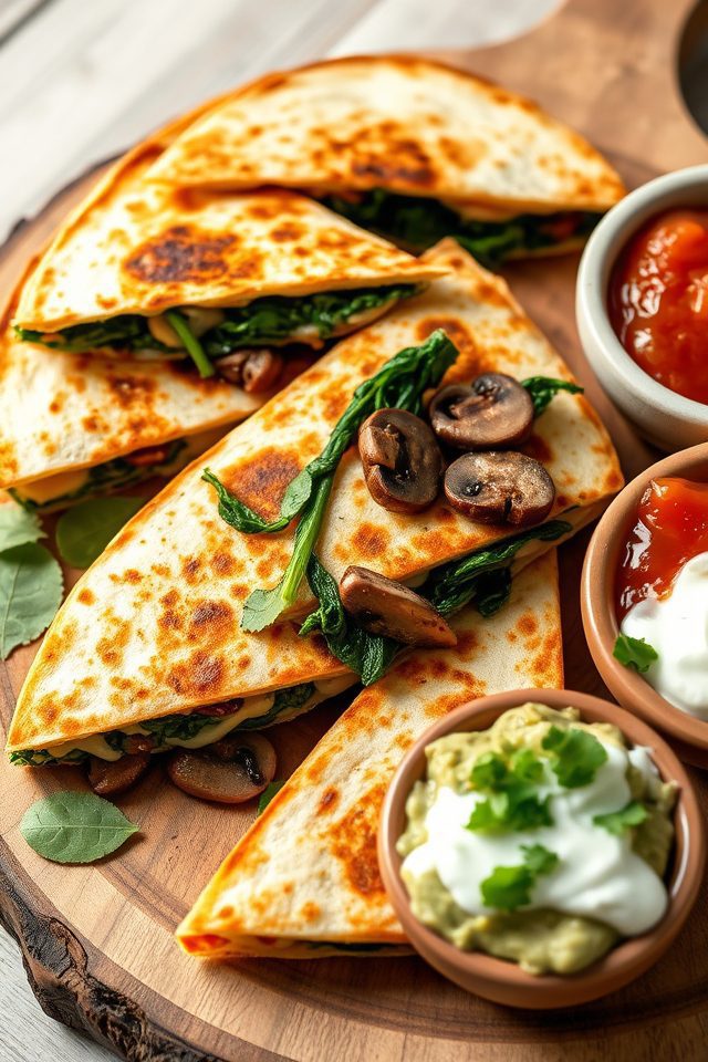 mushroom spinach cheese tortillas