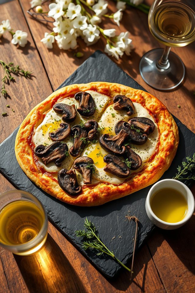 mushroom truffle flatbread dish