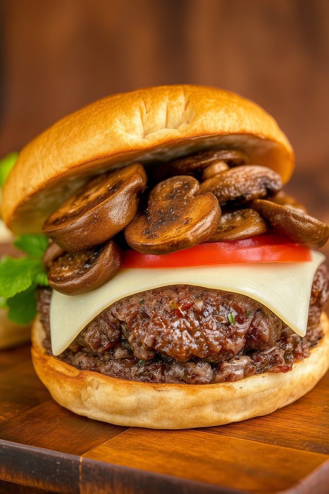 mushrooms and swiss cheese