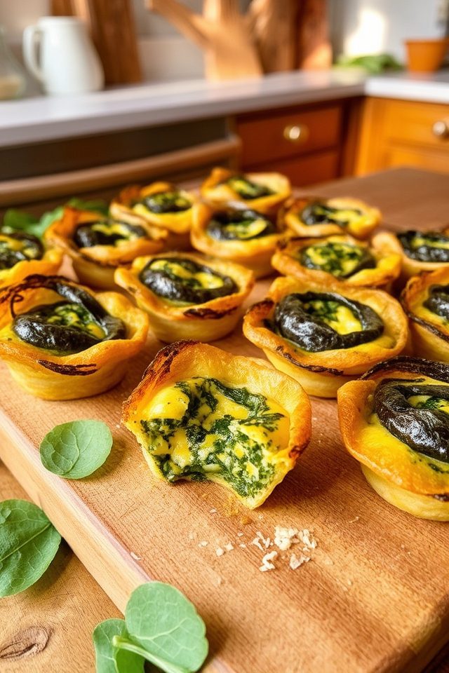 nori spinach quiche bites