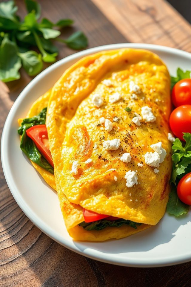 omelet spinach feta veggie