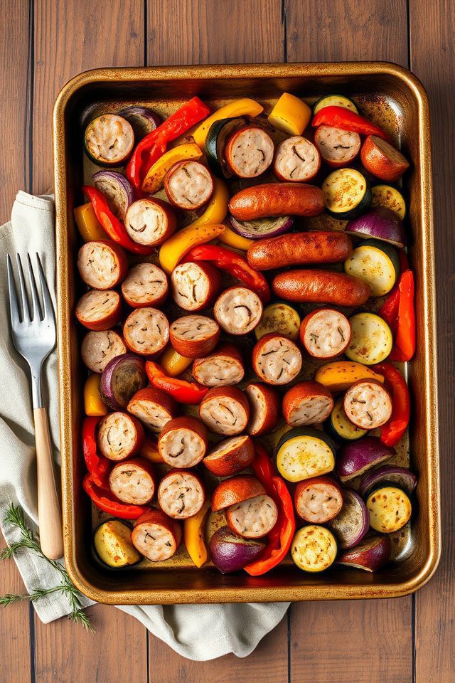 one pan sausage vegetable bake