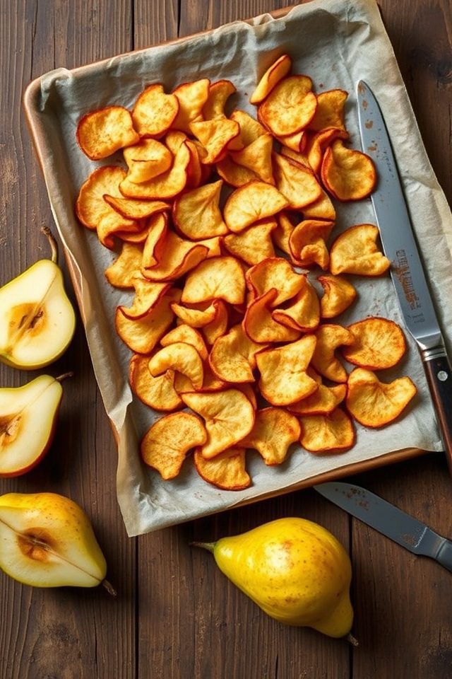 oven baked cinnamon pear chips