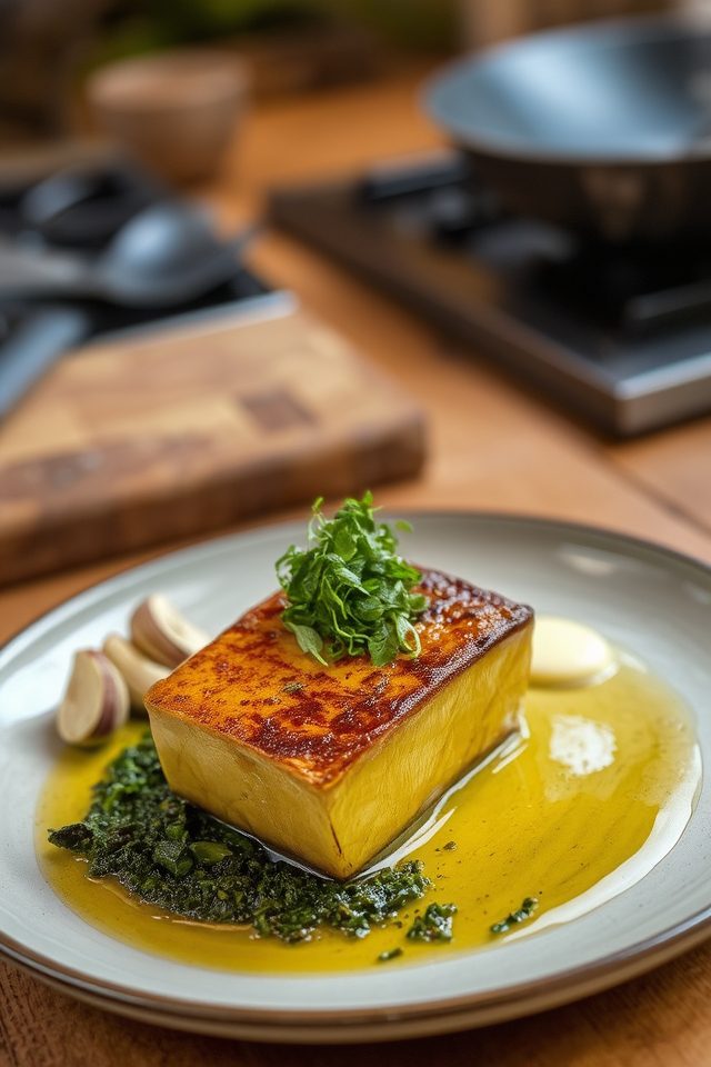 pan seared marrow with garlic