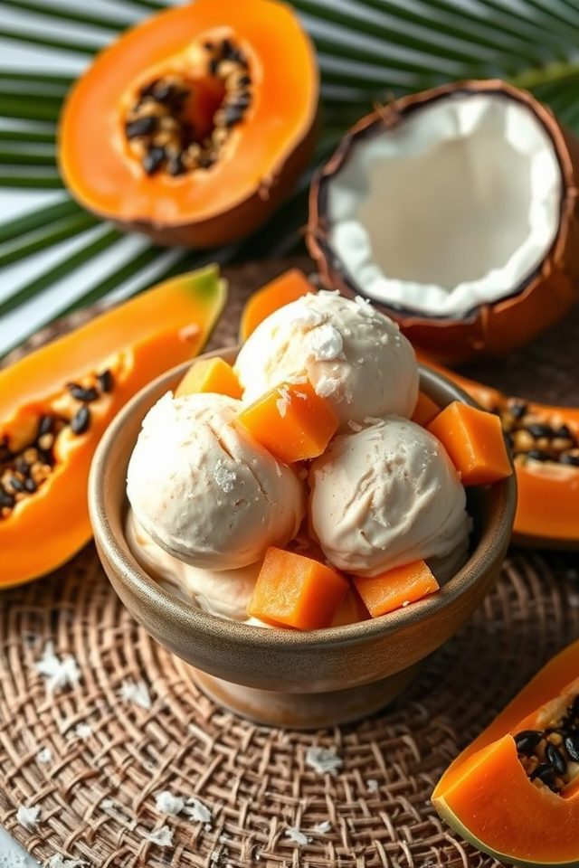 papaya coconut tropical icecream