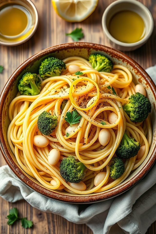 pasta broccoli white beans