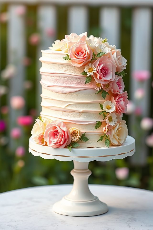 pastel flower buttercream cake