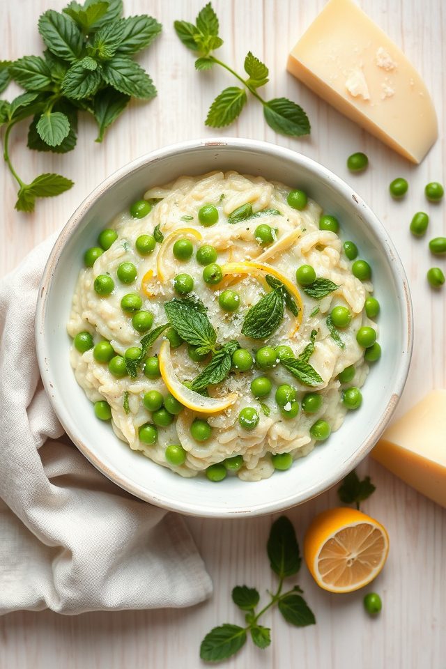 pea mint creamy risotto